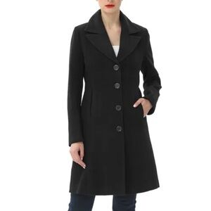 NEW KIMI & KAI "Joann" Black Wool Blend Walking Coat Women's Large